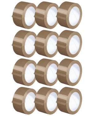 Nastro Adesivo Da Imballaggio Pacchi 50mm x 66 Metri Acrilico Resistente All'Acqua Silenzioso Sigilla Spedizioni Protezione Per Trasloco Prodotto Italiano Avana - 12 Rotoli