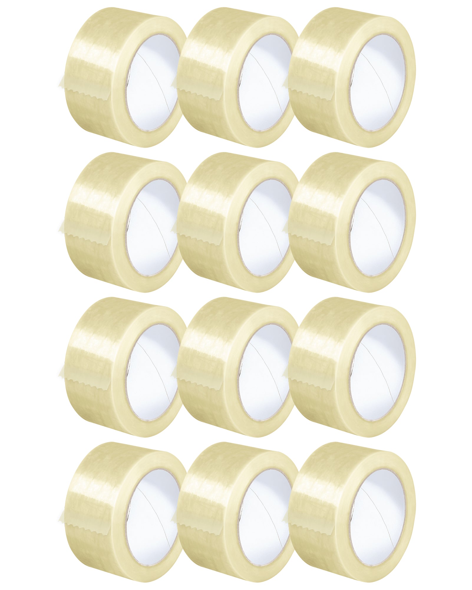 Nastro Adesivo Da Imballaggio Pacchi 50mm x 66 Metri Acrilico Resistente All'Acqua Silenzioso Sigilla Spedizioni Protezione Per Trasloco Prodotto Italiano Trasparente - 12 Rotoli