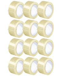 Nastro Adesivo Da Imballaggio Pacchi 50mm x 66 Metri Acrilico Resistente All'Acqua Silenzioso Sigilla Spedizioni Protezione Per Trasloco Prodotto Italiano Trasparente - 12 Rotoli