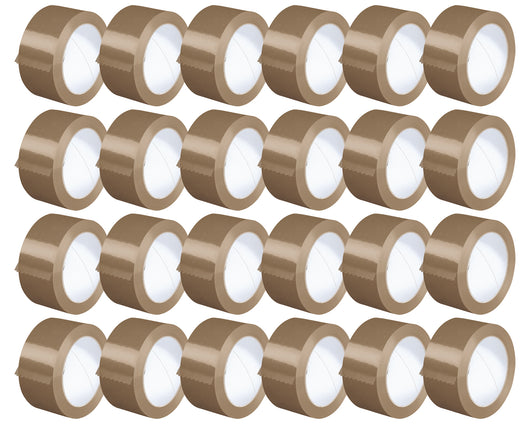 Nastro Adesivo Da Imballaggio Pacchi 50mm x 66 Metri Acrilico Resistente All'Acqua Silenzioso Sigilla Spedizioni Protezione Per Trasloco Prodotto Italiano Avana - 24 Rotoli