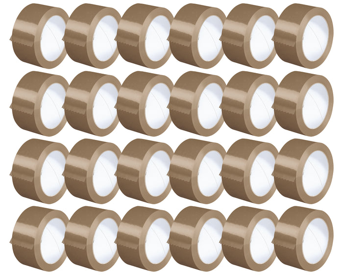 Nastro Adesivo Da Imballaggio Pacchi 50mm x 66 Metri Acrilico Resistente All'Acqua Silenzioso Sigilla Spedizioni Protezione Per Trasloco Prodotto Italiano Avana - 24 Rotoli