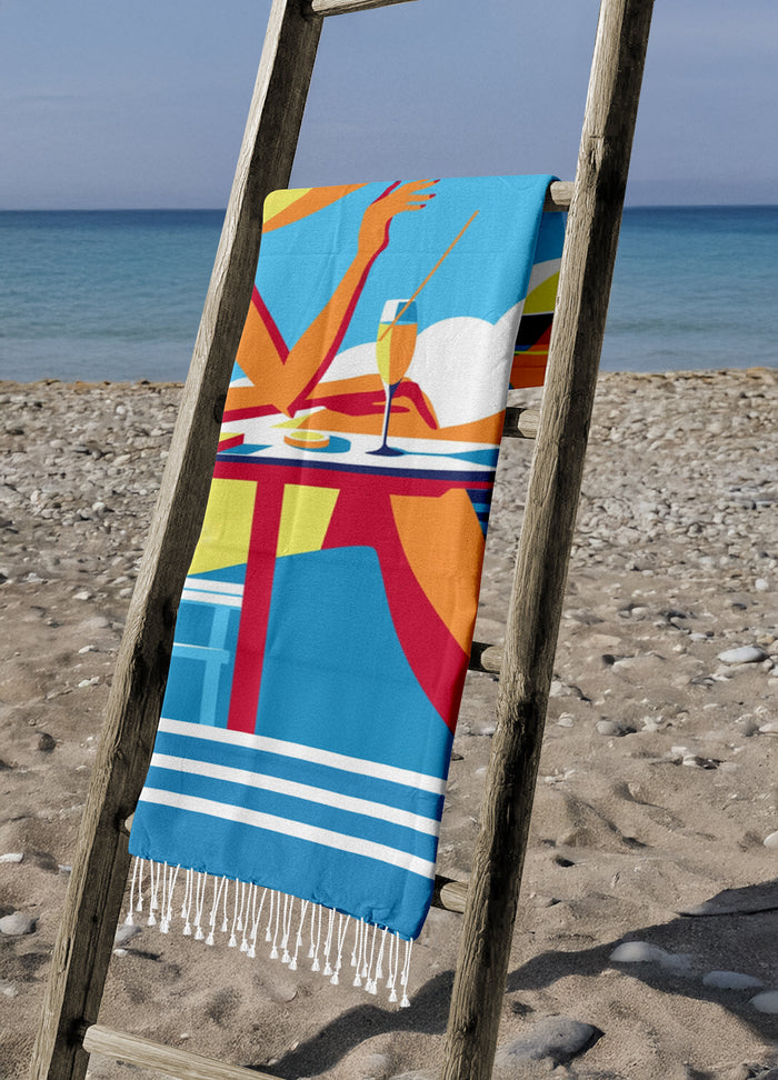 Telo Mare Con Frange Asciugamano Da Spiaggia Misura Grande 90x190 Cm Assorbente In Morbido Cotone Leggero Stampe Moderne Anti Sabbia Lettino Mediterraneen