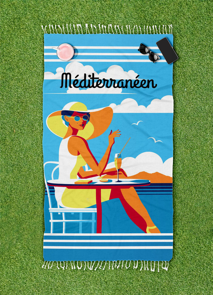 Telo Mare Con Frange Asciugamano Da Spiaggia Misura Grande 90x190 Cm Assorbente In Morbido Cotone Leggero Stampe Moderne Anti Sabbia Lettino Vacanze Piscina Mediterraneen