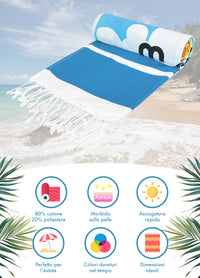 Telo Mare Con Frange Asciugamano Da Spiaggia Misura Grande 90x190 Cm Assorbente In Morbido Cotone Leggero Stampe Moderne Anti Sabbia Lettino Mediterraneen
