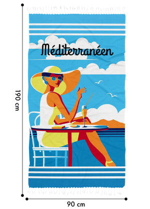 Telo Mare Con Frange Asciugamano Da Spiaggia Misura Grande 90x190 Cm Assorbente In Morbido Cotone Leggero Stampe Moderne Anti Sabbia Lettino Vacanze Piscina Mediterraneen