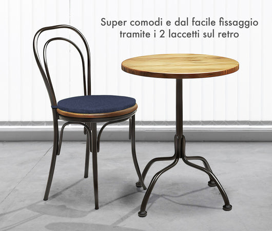 Cuscini Rotondi Per Sedie Cucina Imbottiti Sfoderabili Con Cerniera Cuscino Rotondo Ø 40 Cm Sedia Tavolo Lavabile In Lavatrice Con Lacci Per Fissaggio Prodotto Italiano Comodi 6 Pezzi - Blu
