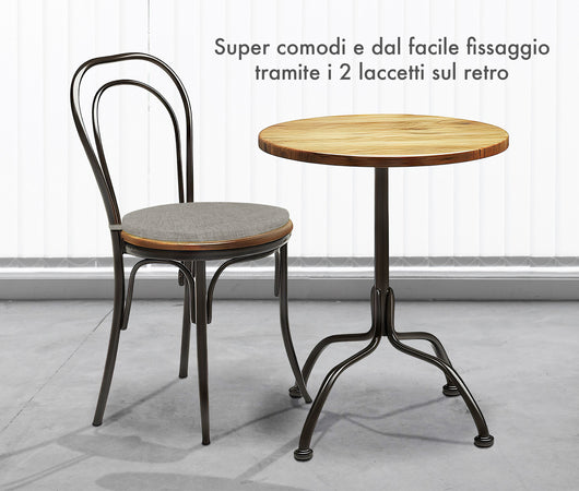 Cuscini Rotondi Per Sedie Cucina Imbottiti Sfoderabili Con Cerniera Cuscino Rotondo Ø 40 Cm Sedia Tavolo Lavabile In Lavatrice Con Lacci Per Fissaggio Prodotto Italiano Comodi 4 Pezzi - Grigio