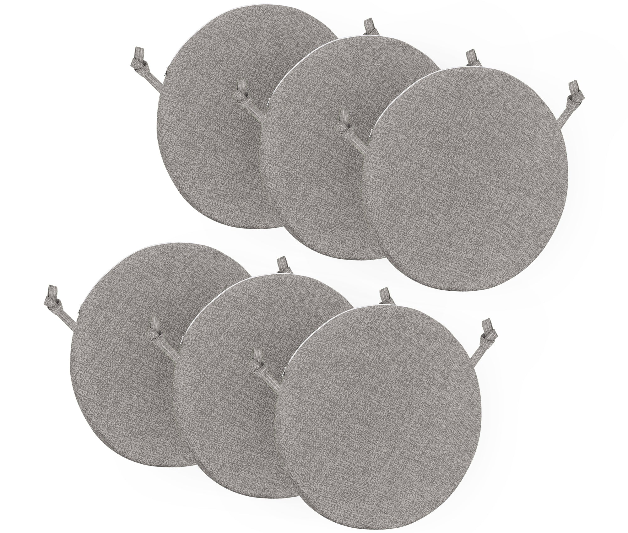 Cuscini Rotondi Per Sedie Cucina Imbottiti Sfoderabili Con Cerniera Cuscino Rotondo Ø 40 Cm Sedia Tavolo Lavabile In Lavatrice Con Lacci Per Fissaggio Prodotto Italiano Comodi 6 Pezzi - Grigio
