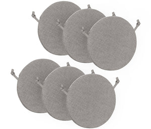 Cuscini Rotondi Per Sedie Cucina Imbottiti Sfoderabili Con Cerniera Cuscino Rotondo Ø 40 Cm Sedia Tavolo Lavabile In Lavatrice Con Lacci Per Fissaggio Prodotto Italiano Comodi 6 Pezzi - Grigio