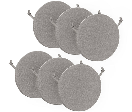 Cuscini Rotondi Per Sedie Cucina Imbottiti Sfoderabili Con Cerniera Cuscino Rotondo Ø 40 Cm Sedia Tavolo Lavabile In Lavatrice Con Lacci Per Fissaggio Prodotto Italiano Comodi 6 Pezzi - Grigio