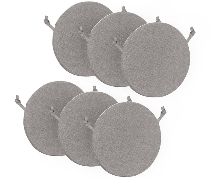 Cuscini Rotondi Per Sedie Cucina Imbottiti Sfoderabili Con Cerniera Cuscino Rotondo Ø 40 Cm Sedia Tavolo Lavabile In Lavatrice Con Lacci Per Fissaggio Prodotto Italiano Comodi 6 Pezzi - Grigio