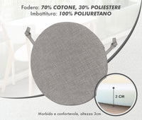 Cuscini Rotondi Per Sedie Cucina Imbottiti Sfoderabili Con Cerniera Cuscino Rotondo Ø 40 Cm Sedia Tavolo Lavabile In Lavatrice Con Lacci Per Fissaggio Prodotto Italiano Comodi 6 Pezzi - Grigio