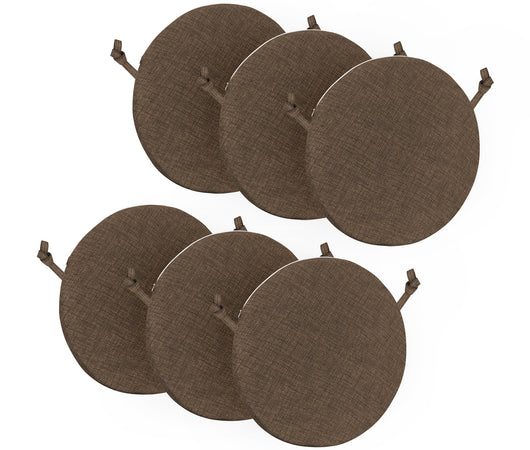 Cuscini Rotondi Per Sedie Cucina Imbottiti Sfoderabili Con Cerniera Cuscino Rotondo Ø 40 Cm Sedia Tavolo Lavabile In Lavatrice Con Lacci Per Fissaggio Prodotto Italiano Comodi 6 Pezzi - Marrone