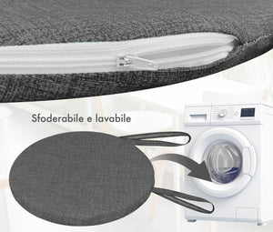 Cuscini Rotondi Per Sedie Cucina Imbottiti Sfoderabili Con Cerniera Cuscino Rotondo Ø 40 Cm Sedia Tavolo Lavabile In Lavatrice Con Lacci Per Fissaggio Prodotto Italiano Comodi 4 Pezzi - Piombo