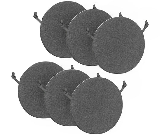 Cuscini Rotondi Per Sedie Cucina Imbottiti Sfoderabili Con Cerniera Cuscino Rotondo Ø 40 Cm Sedia Tavolo Lavabile In Lavatrice Con Lacci Per Fissaggio Prodotto Italiano Comodi 6 Pezzi - Piombo