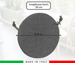 Cuscini Rotondi Per Sedie Cucina Imbottiti Sfoderabili Con Cerniera Cuscino Rotondo Ø 40 Cm Sedia Tavolo Lavabile In Lavatrice Con Lacci Per Fissaggio Prodotto Italiano Comodi 6 Pezzi - Piombo