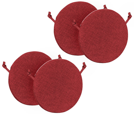 Cuscini Rotondi Per Sedie Cucina Imbottiti Sfoderabili Con Cerniera Cuscino Rotondo Ø 40 Cm Sedia Tavolo Lavabile In Lavatrice Con Lacci Per Fissaggio Prodotto Italiano Comodi 4 Pezzi - Rosso