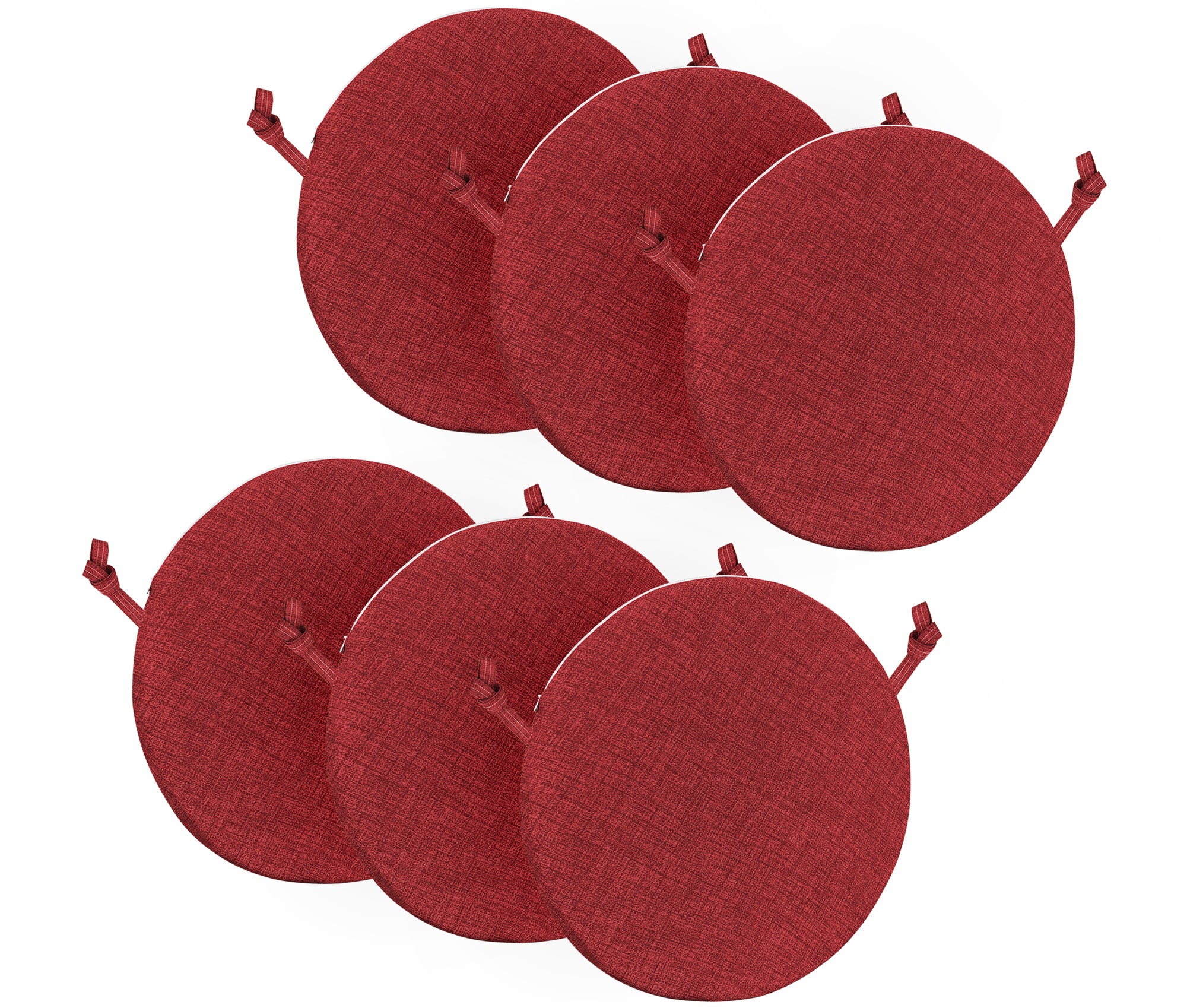 Cuscini Rotondi Per Sedie Cucina Imbottiti Sfoderabili Con Cerniera Cuscino Rotondo Ø 40 Cm Sedia Tavolo Lavabile In Lavatrice Con Lacci Per Fissaggio Prodotto Italiano Comodi 6 Pezzi - Rosso