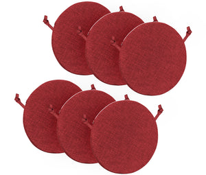 Cuscini Rotondi Per Sedie Cucina Imbottiti Sfoderabili Con Cerniera Cuscino Rotondo Ø 40 Cm Sedia Tavolo Lavabile In Lavatrice Con Lacci Per Fissaggio Prodotto Italiano Comodi 6 Pezzi - Rosso