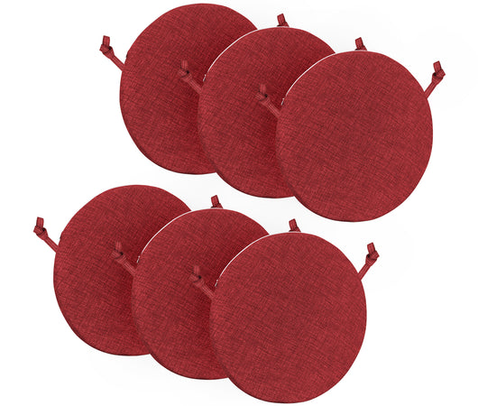 Cuscini Rotondi Per Sedie Cucina Imbottiti Sfoderabili Con Cerniera Cuscino Rotondo Ø 40 Cm Sedia Tavolo Lavabile In Lavatrice Con Lacci Per Fissaggio Prodotto Italiano Comodi 6 Pezzi - Rosso
