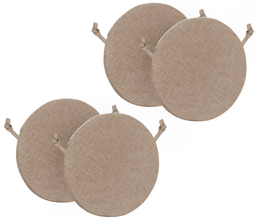 Cuscini Rotondi Per Sedie Cucina Imbottiti Sfoderabili Con Cerniera Cuscino Rotondo Ø 40 Cm Sedia Tavolo Lavabile In Lavatrice Con Lacci Per Fissaggio Prodotto Italiano Comodi 4 Pezzi - Tortora