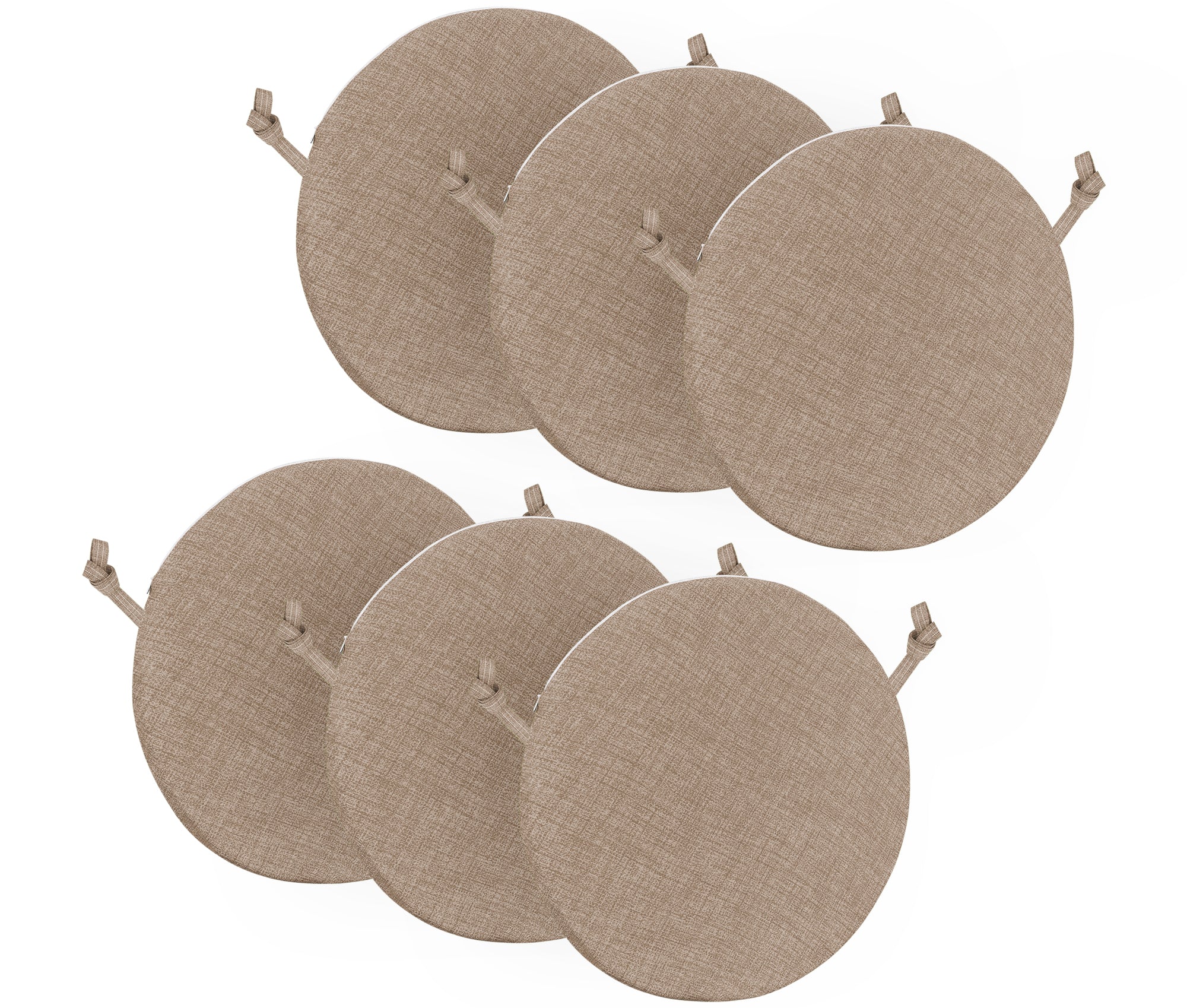 Cuscini Rotondi Per Sedie Cucina Imbottiti Sfoderabili Con Cerniera Cuscino Rotondo Ø 40 Cm Sedia Tavolo Lavabile In Lavatrice Con Lacci Per Fissaggio Prodotto Italiano Comodi 6 Pezzi - Tortora