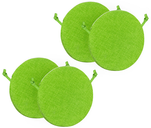 Cuscini Rotondi Per Sedie Cucina Imbottiti Sfoderabili Con Cerniera Cuscino Rotondo Ø 40 Cm Sedia Tavolo Lavabile In Lavatrice Con Lacci Per Fissaggio Prodotto Italiano Comodi 4 Pezzi - Verde