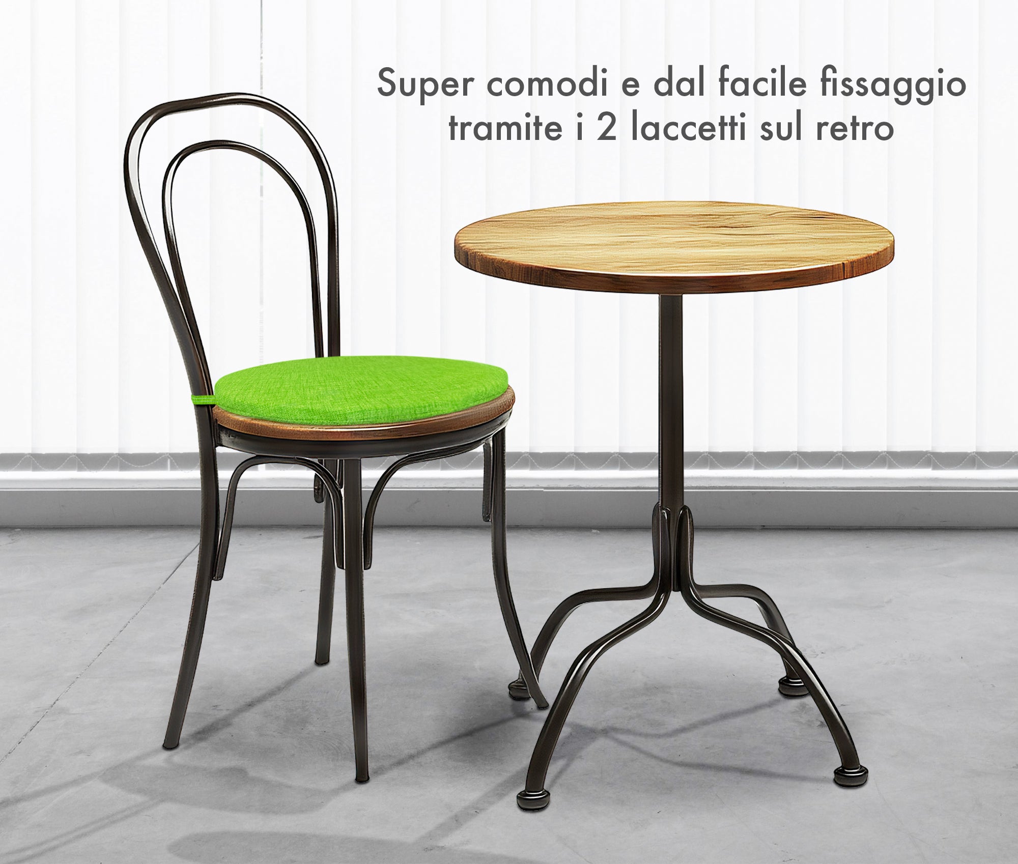 Cuscini Rotondi Per Sedie Cucina Imbottiti Sfoderabili Con Cerniera Cuscino Rotondo Ø 40 Cm Sedia Tavolo Lavabile In Lavatrice Con Lacci Per Fissaggio Prodotto Italiano Comodi 6 Pezzi - Verde