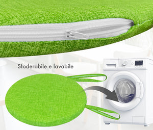 Cuscini Rotondi Per Sedie Cucina Imbottiti Sfoderabili Con Cerniera Cuscino Rotondo Ø 40 Cm Sedia Tavolo Lavabile In Lavatrice Con Lacci Per Fissaggio Prodotto Italiano Comodi 6 Pezzi - Verde