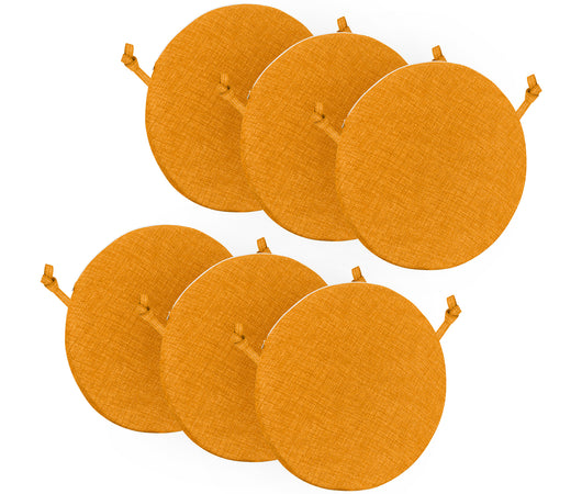 Cuscini Rotondi Per Sedie Cucina Imbottiti Sfoderabili Con Cerniera Cuscino Rotondo Ø 40 Cm Sedia Tavolo Lavabile In Lavatrice Con Lacci Per Fissaggio Prodotto Italiano Comodi 6 Pezzi - Arancione