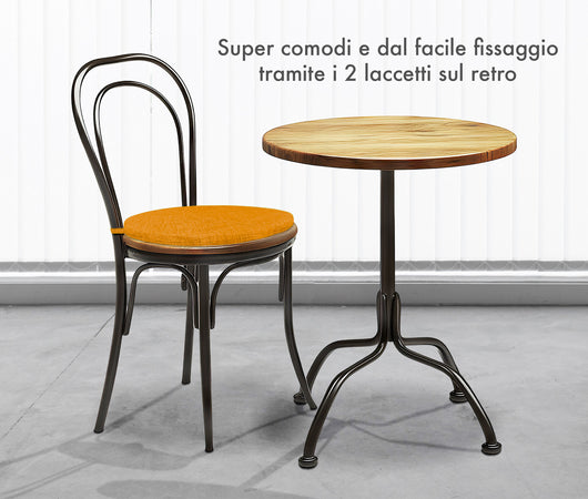 Cuscini Rotondi Per Sedie Cucina Imbottiti Sfoderabili Con Cerniera Cuscino Rotondo Ø 40 Cm Sedia Tavolo Lavabile In Lavatrice Con Lacci Per Fissaggio Prodotto Italiano Comodi 6 Pezzi - Arancione