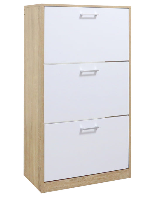 Scarpiera In Legno Con Ante A Ribalta Armadio Salvaspazio Disponibile 3/4 Ante Vari Colori PortaScarpe Alto Stretto Ingresso Corridoio Scarpiere Design Moderno Nocciola - 3 Ante