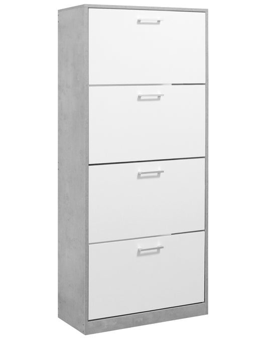 Scarpiera In Legno Con Ante A Ribalta Armadio Salvaspazio Disponibile 3/4 Ante Vari Colori PortaScarpe Alto Stretto Ingresso Corridoio Scarpiere Design Moderno Grigio - 4 Ante