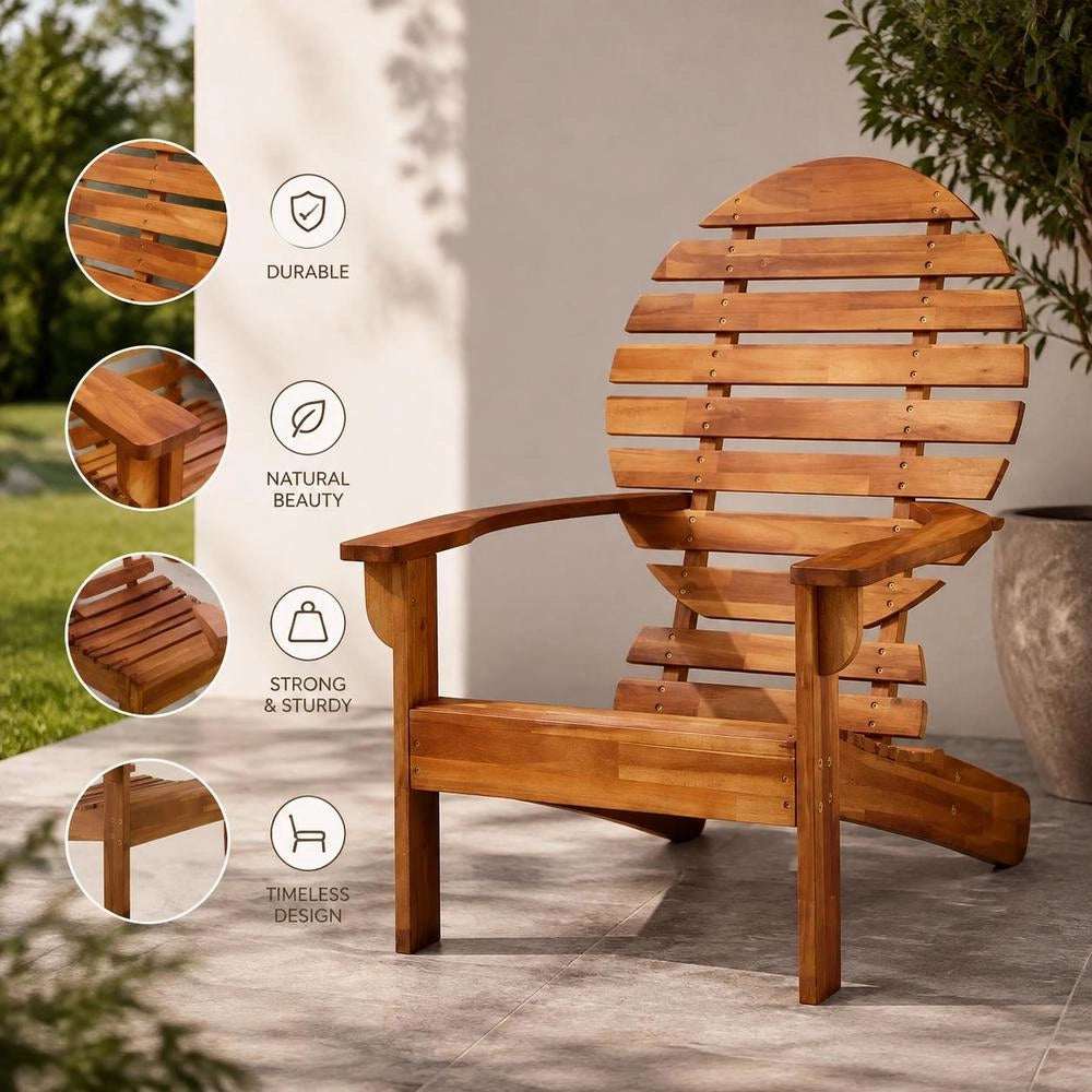 Adirondack Chair, Solid Acacia Wood