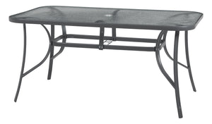 Tavolo Da Giardino 6 Posti Con Foro Per Ombrellone Arredamento Esterno Terrazzo 150x90x70 Ripiano In Vetro Temperato