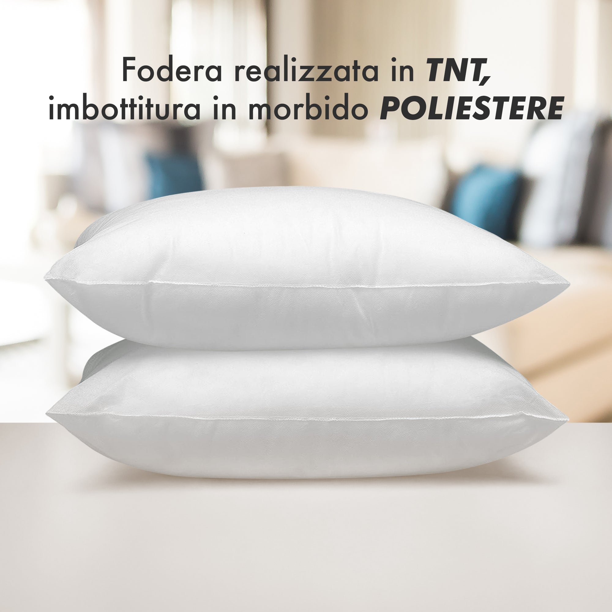 Imbottiture Per Cuscini Set 2 Pezzi, Cuscino Divano Varie Misure Prodotto Italiano Anima Per Cuscino Da Riempimento Morbide Soffici Al Tatto 45x45 cm