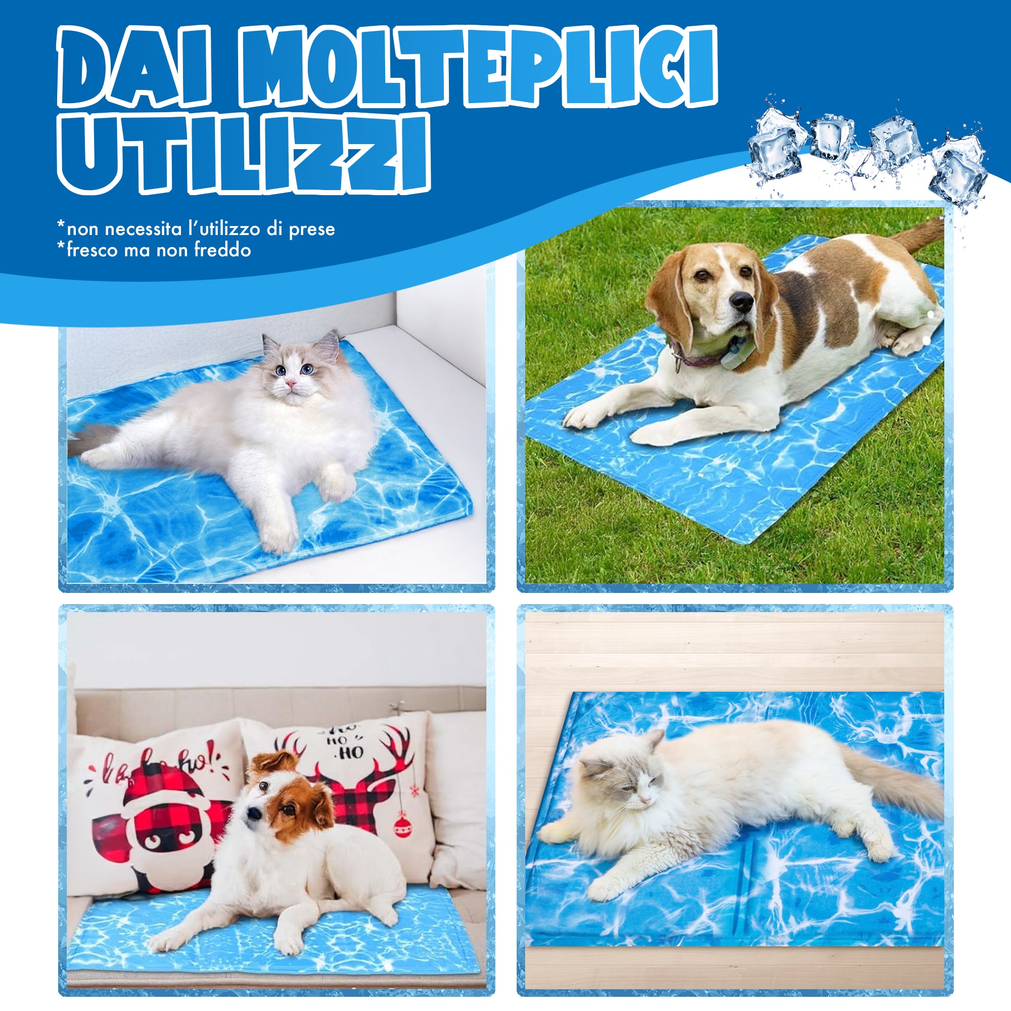 Tappetino Refrigerante Per Cani Gatti Tappeto Rinfrescante In Gel Animali Domestici Cane Gatto Fresco Estate Cuscino  Animali Materassino Non Tossico Estivo  50x65 cm