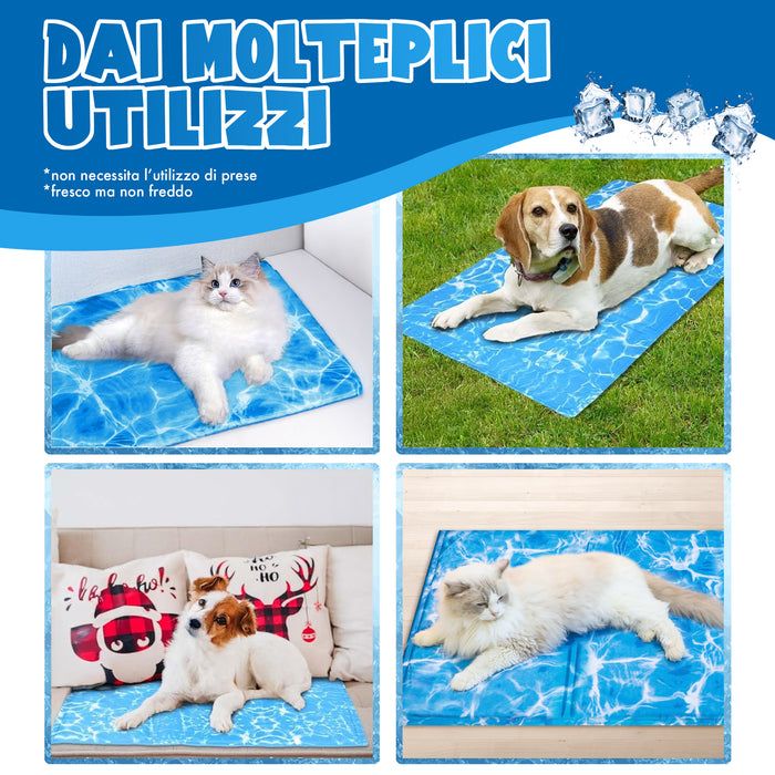 Tappetino Refrigerante Per Cani Gatti Tappeto Rinfrescante In Gel Animali Domestici Cane Gatto Fresco Estate Cuscino  Animali Materassino Non Tossico Estivo  50x65 cm