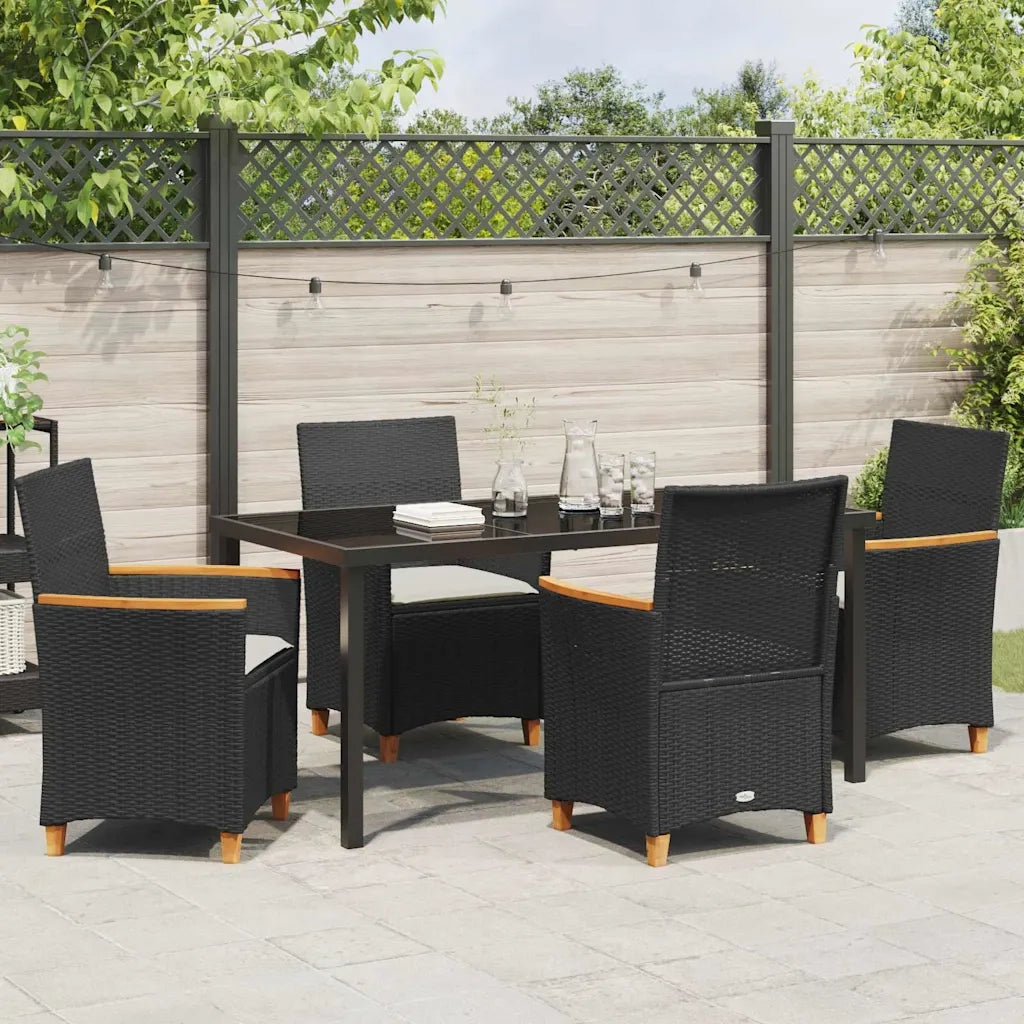 Set da Pranzo per Giardino 5 pcs Nero polyrattan 3381089