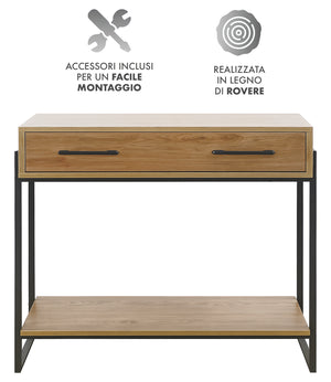 Consolle Da Ingresso Con 2 Cassetti e Ripiano Mobiletto Corridoio Scarpiera Portachiavi e Accessori Stile Industrial Legno Metallo Mobile Tavoli Per Divano