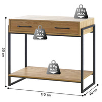 Consolle Da Ingresso Con 2 Cassetti e Ripiano Mobiletto Corridoio Scarpiera Portachiavi e Accessori Stile Industrial Legno Metallo Mobile Tavoli Per Divano