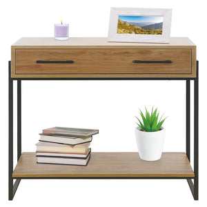 Consolle Da Ingresso Con 2 Cassetti e Ripiano Mobiletto Corridoio Scarpiera Portachiavi e Accessori Stile Industrial Legno Metallo Mobile Tavoli Per Divano