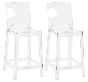 Set Di 2 Sgabelli Cucina Trasparenti In Policarbonato Sgabello Da Bar Seduta Ergonomica Resistenti Design Moderno Schienale Incurvato Sedie Penisola Cucina