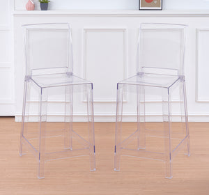 Set Di 2 Sgabelli Cucina Trasparenti In Policarbonato Sgabello Da Bar Seduta Ergonomica Resistenti Design Moderno Schienale Incurvato Sedie Penisola Cucina