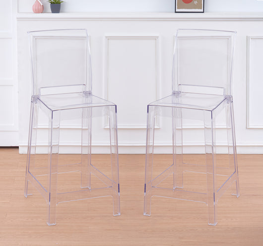 Set Di 2 Sgabelli Cucina Trasparenti In Policarbonato Sgabello Da Bar Seduta Ergonomica Resistenti Design Moderno Schienale Incurvato Sedie Penisola Cucina