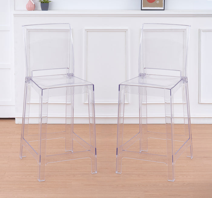 Set Di 2 Sgabelli Cucina Trasparenti In Policarbonato Sgabello Da Bar Seduta Ergonomica Resistenti Design Moderno Schienale Incurvato Sedie Penisola Cucina