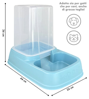 Dispenser Cibo Acqua Gatti Cani Distributore Automatico Crocchette Grande Capiente 8 Litri Per Animali Di Tutte Le Taglie