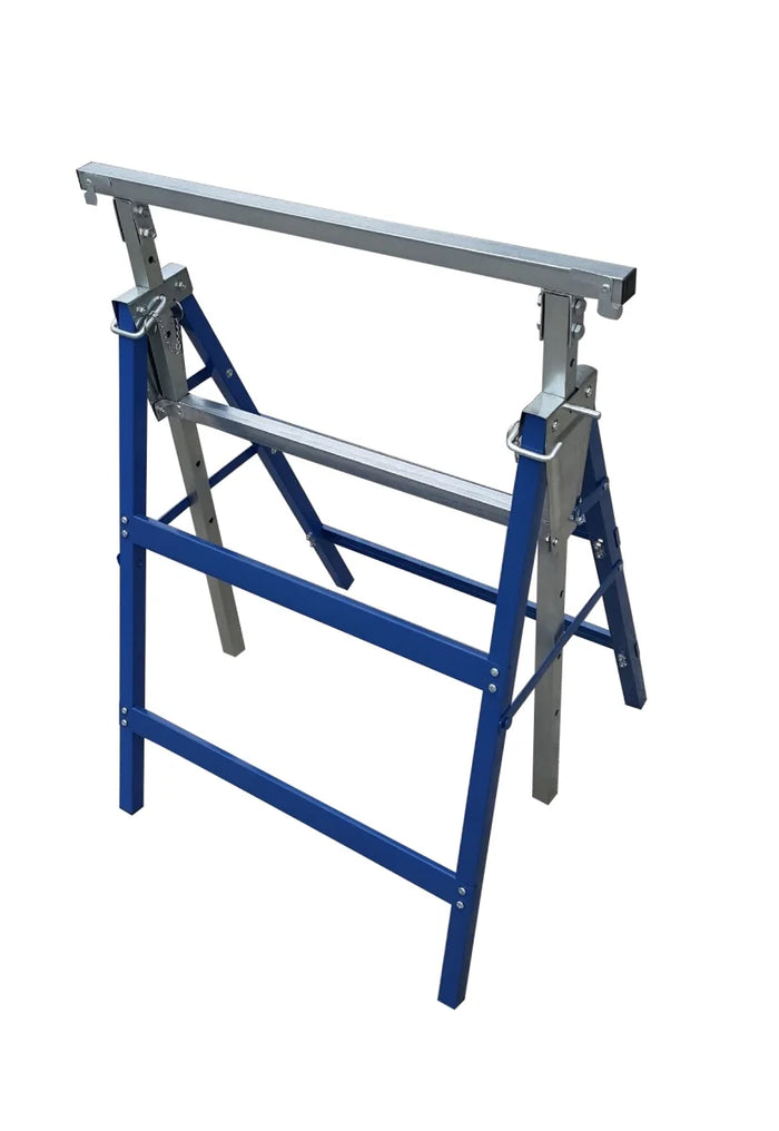 Set di 2 cavalletti per impalcature, cavalletto di supporto, cavalletto a cricco, cavalletto pieghevole, altezza regolabile