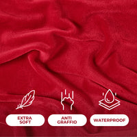 Copridivano In Velluto Elegante Impermeabile Tessuto Elasticizzato Antimacchia Copripoltrona Salva Divano Due Tre Posti Cover Sofà Universale Certificato Oekotex Antigraffio Animali  Bordeaux - Copripoltrona