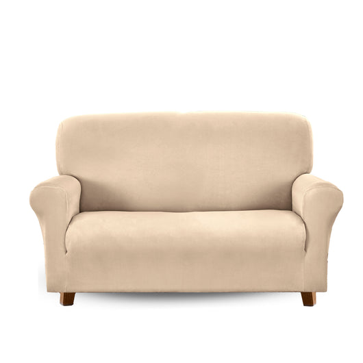 Copridivano In Velluto Elegante Impermeabile Tessuto Elasticizzato Antimacchia Copripoltrona Salva Divano Due Tre Posti Cover Sofà Universale Certificato Oekotex Antigraffio Animali  Crema - Divano 2 posti